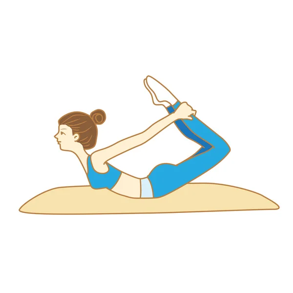 Karakter Cartoon Meisje Doen Yoga Oefeningen Geïsoleerd Licht Achtergrond Vector — Stockvector