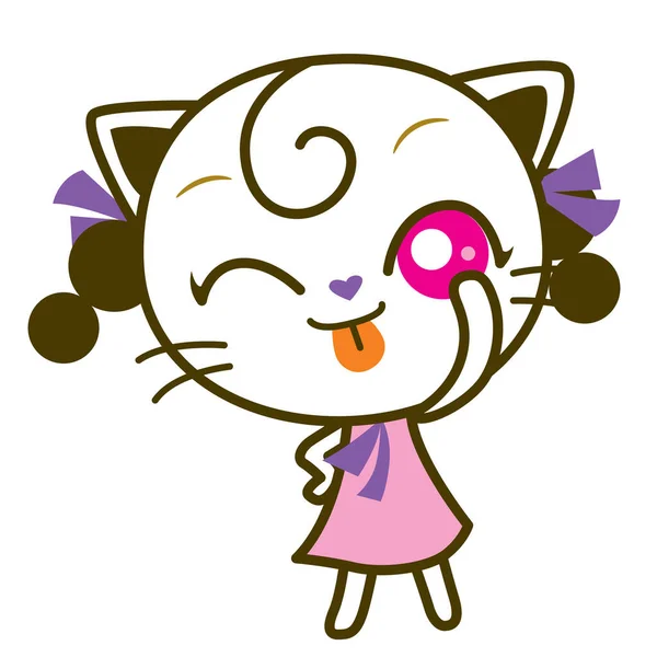 Kot Dziewczyna Charakter Cat Meow Czuć Szczęśliwy Wektor Ilustracja — Wektor stockowy