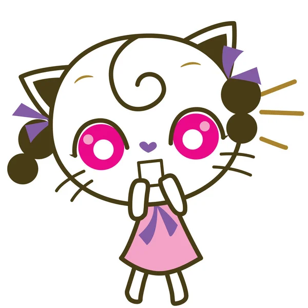 Cat Girl Character Cat Meow Zszokowany Wektor Ilustracji — Wektor stockowy