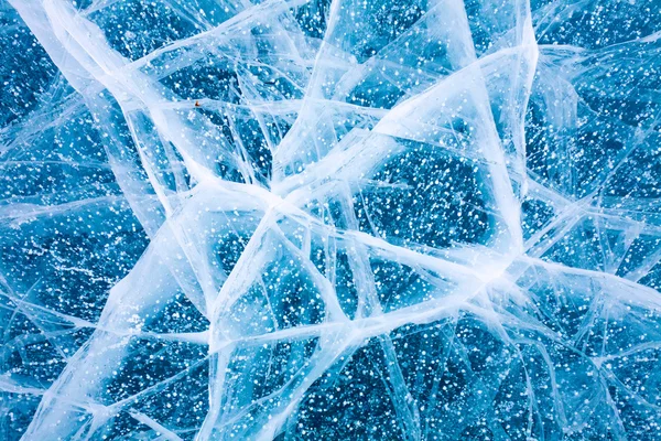 Gelo e rachaduras na superfície do Lago Baikal — Fotografia de Stock