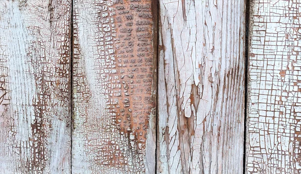 Vieilles planches en bois minables avec fond de peinture fissurée — Photo