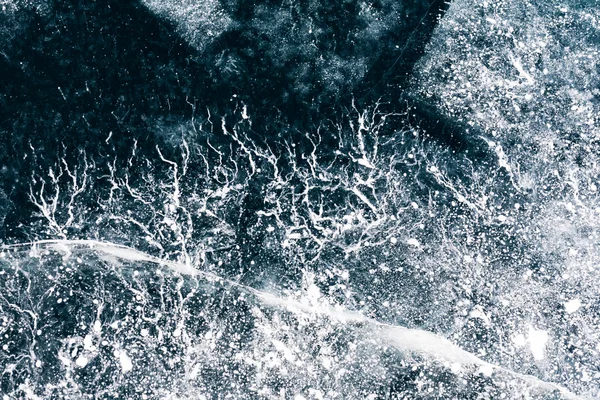Inverno. Gelo na superfície do Lago Baikal. Espessura de gelo de abou — Fotografia de Stock