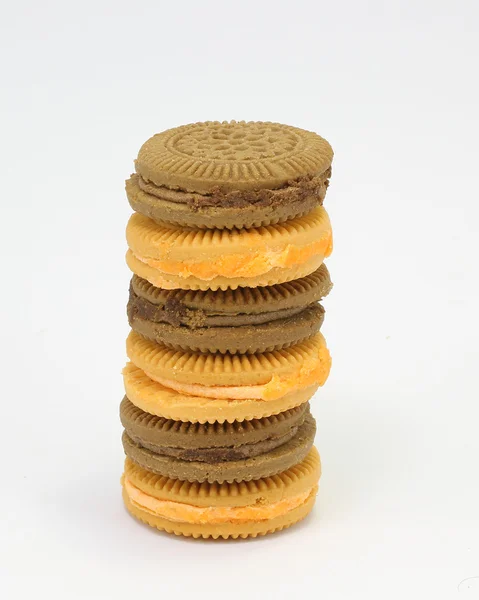Biscoito de sanduíche de creme de laranja de chocolate e limão — Fotografia de Stock