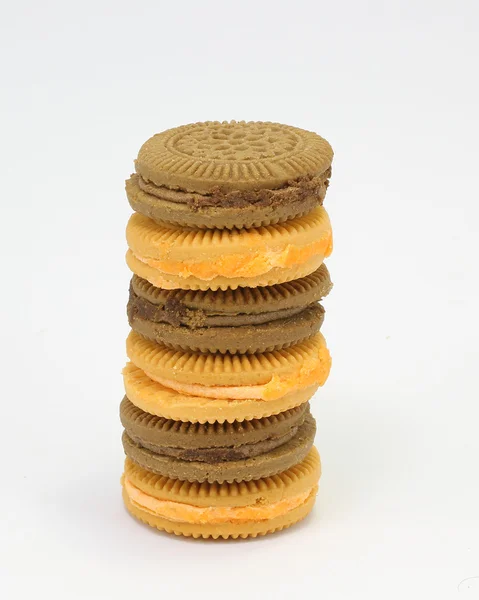 Chocolate and Lemon orange cream sandwich biscuit — Stock Photo, Image