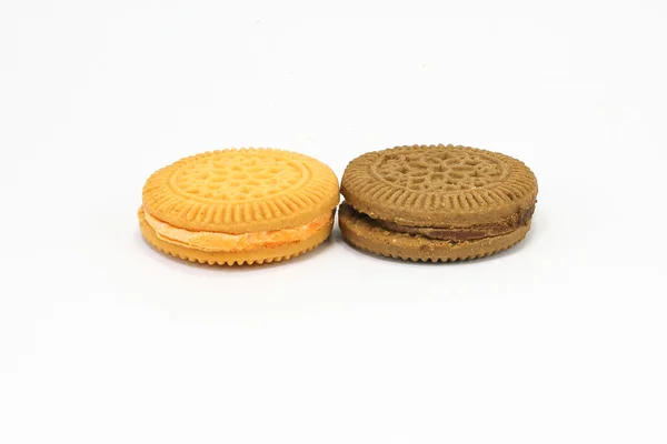 Chocolate and Lemon orange cream sandwich biscuit — Stock Photo, Image