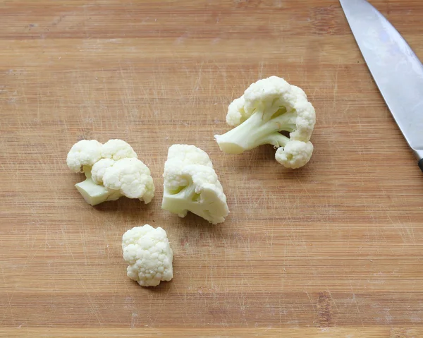 Cauliflower cut sliced chopped — Stock Photo, Image