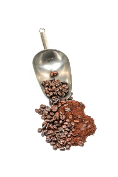 Grano de café asado Fresco cucharada entera —  Fotos de Stock