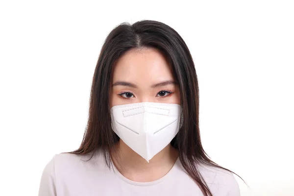 Hermosa Joven Mujer Del Sudeste Asiático Con N95 Virus Máscara — Foto de Stock
