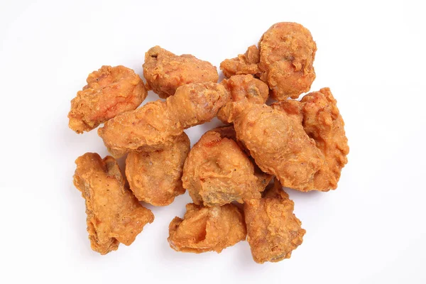 Light Battered Deep Fried Chicken Variety Mix Pieces Pile White — Stock Photo, Image
