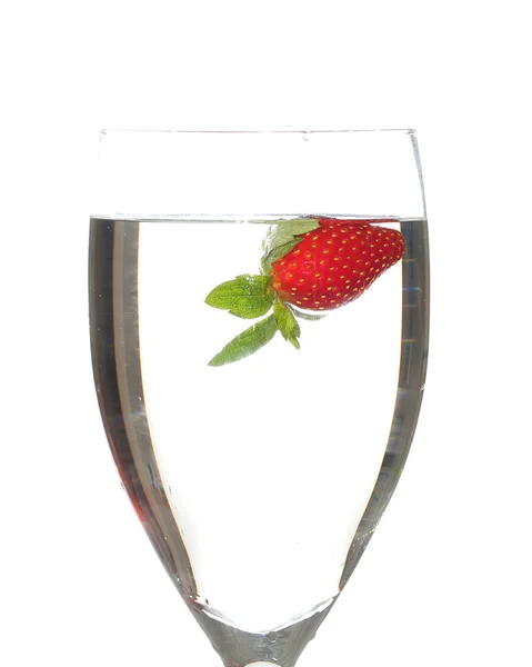 Strawberry  liquid water from glass — Stock Photo, Image