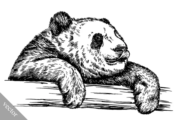 Mengukir gambar tinta panda ilustrasi Grafik Vektor