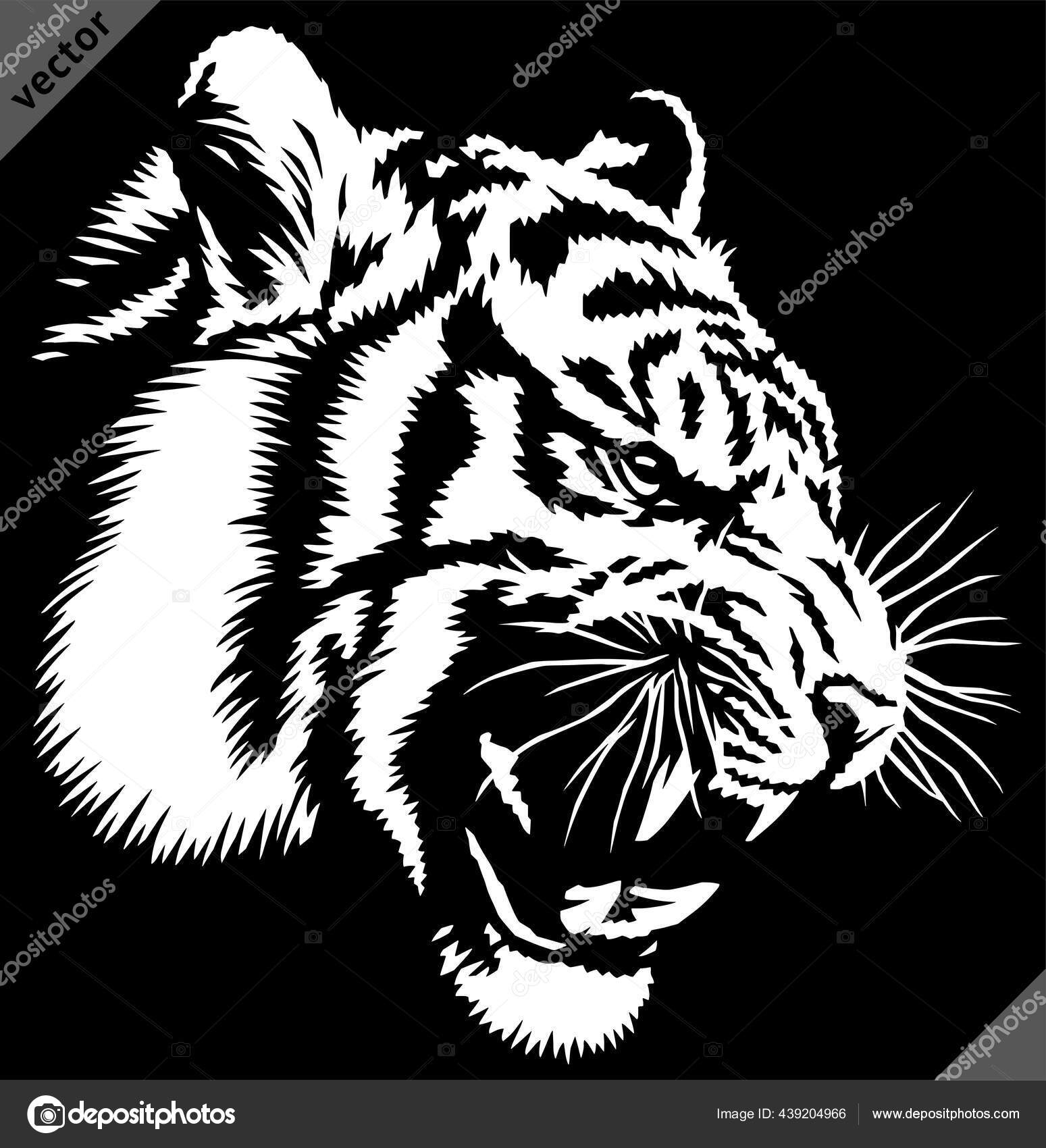 Gambar Kepala Harimau Hitam Putih Nasi