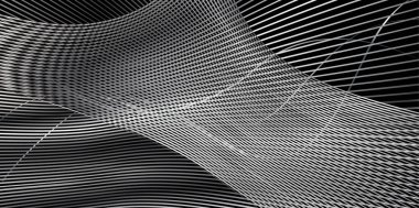Abstract black background and gray wavy lines. Vector Illustration