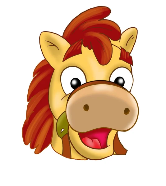 Caballo, pequeño Pony niños máscara de vacaciones para el carnaval festivo. Ilustración digital. Personaje de dibujos animados . —  Fotos de Stock