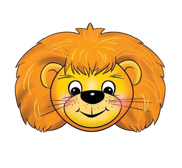 Lion teddy kids holiday mask for festive carnival. Digital illustration. Cartoon character. — Stock Photo, Image