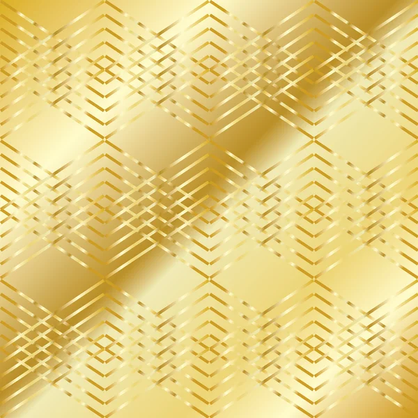 Oro líneas diagonales patrón a cuadros — Vector de stock