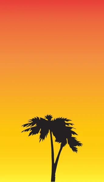 Silhouet van Palm tree op zonsondergang achtergrond — Stockvector