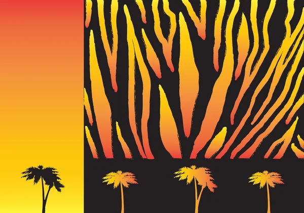 Afrikaanse motief, abstracte achtergrond. Reizen. Gestreepte achtergrond en palmbomen. Digitale afbeelding — Stockvector