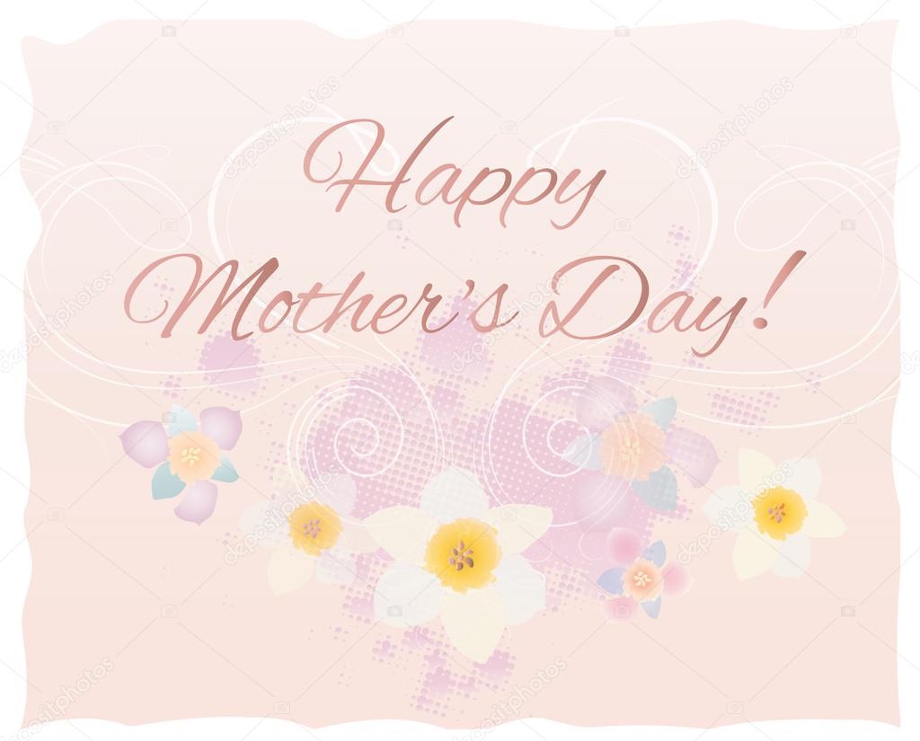 Vector illustration of Mother's day card with daffodils.