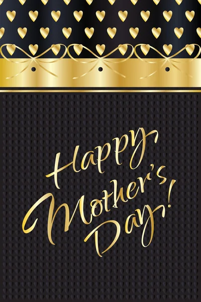 Feliz Día de las Madres Tarjeta de felicitación de lujo. Letras doradas. Caligrafía a mano . — Vector de stock