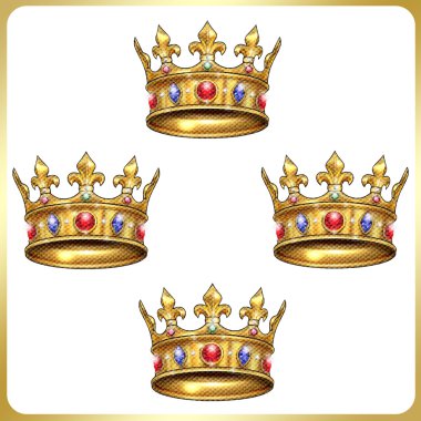 Taç Kral arka plan. Resimde. Altın Royal crown desen. Vintage