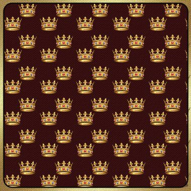 Taç Kral desen. Resimde. Altın Royal crown kumaş arka plan. Vintage