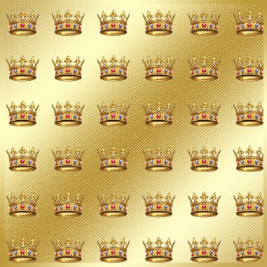 Taç Kral lüks arka plan. Resimde. Altın Royal crown desen. Vintage