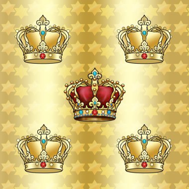 Gold Crown background. Golden royal crown pattern. Crown King