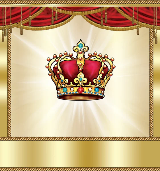 Gold Crown background. Golden royal crown holiday card. Crown King — 스톡 사진