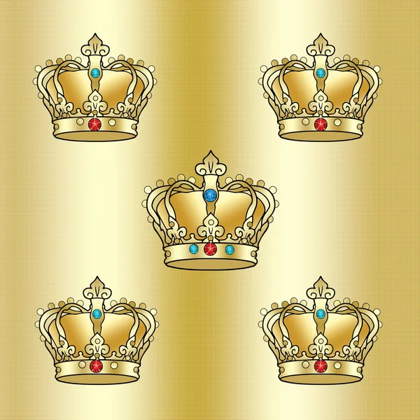 Patrón corona de oro. Crown King Vintage. Corona Real Retro. Fondo de lujo — Foto de Stock