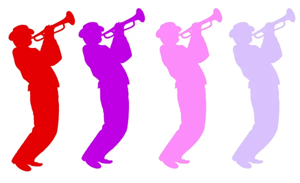 Jazzmusiker Trompeter. Silhouetten, Illustration — Stockfoto