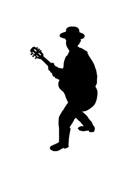 Силуэт джазового гитариста — стоковое фото
