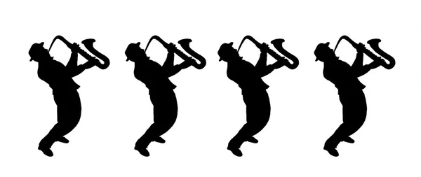 Gruppo Jazz Musicisti sassofonisti silhouette — Foto Stock