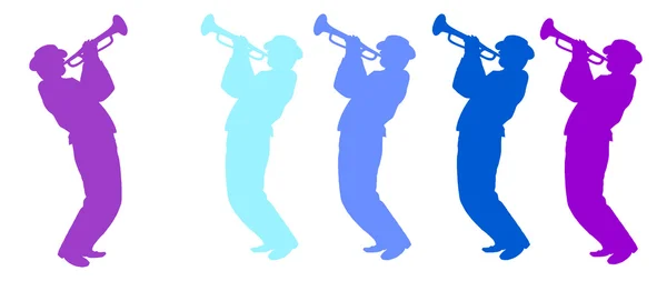 Jazz Musicians trumpet players silhouettes — Stock Photo, Image