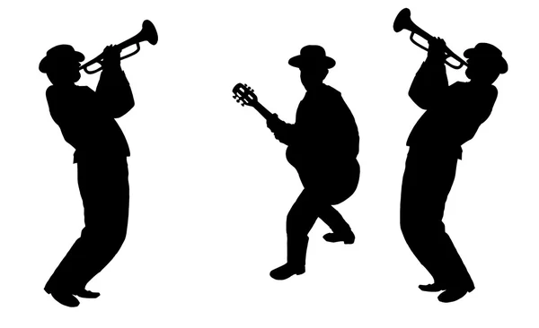Jazz Musician trumpet players. Silhouettes, Illustration — Stock Photo, Image