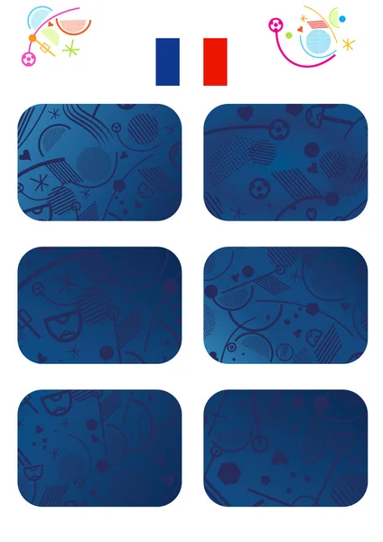 2016 soccer. Set of Euro Championship soccer abstract blue pattern. Background with football symbols.