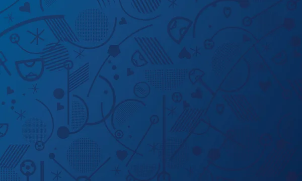 Campeonato Europeo de la UEFA 2016. Campeonato de fútbol 2016 fondo de pantalla azul. Fondo abstracto de fútbol. Patrón con elementos deportivos y de fútbol decorativos. Ilustración vectorial. Color azul. Para diseño gráfico — Archivo Imágenes Vectoriales
