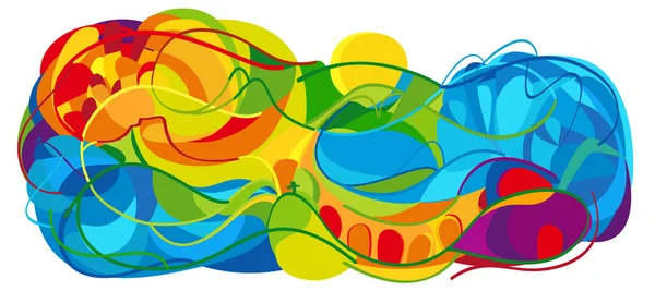 Rio 2016, Rio olympiska sommarspelen 2016. Paralympics tapet. Brasilien sport abstrakt landskap. Sommarevenemang Brasilien. Abstrakt färgglada sommar mönster för konst, tryck, webbdesign. Grön, gul, röd, orange färg — Stockfoto