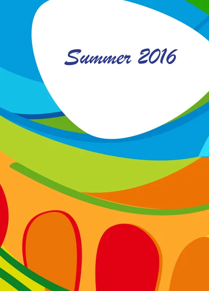 Verão RIO 2016 Caligrafia de verão fundo abstrato. Jogos Olímpicos 2016 Brasil Verão padrão colorido. Ilustração ondulada de verão. Vetor —  Vetores de Stock