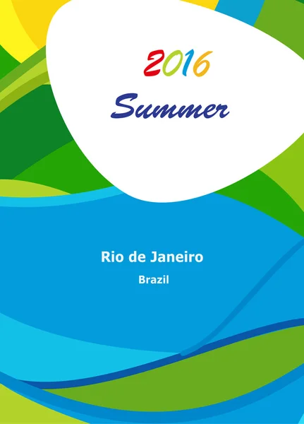Olá RIO 2016 Verão. Verão caligrafia fundo abstrato. BRASIL Verão padrão colorido. Ilustração ondulada de verão. Vetor —  Vetores de Stock