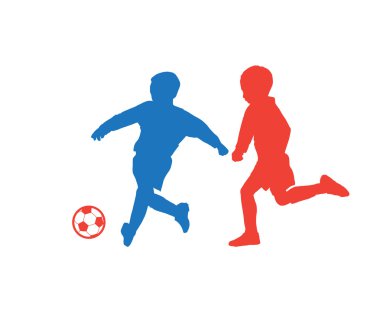 Futbol Futbol oyuncu siluet kesme özetliyor. Çocuk futbol oyuncuları. Çocuklar futbol oyuncuları. İllüstrasyon.
