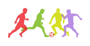 Futbolcuların siluetleri. Vektör Futbolcular. Olimpiyat Oyunları futbolcuları. Futbolcu siluet imar özetleri. Euro. Rusya 2018 Şampiyonu Futbol. Şampiyona futbolcuları. Aktif insanlar. Çalışan insanlar siluetleri izole 