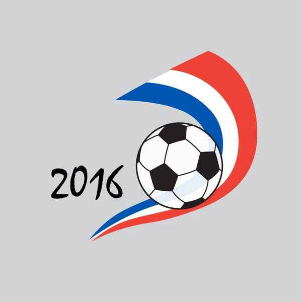 Fondo de pantalla EURO 2016. Balón de fútbol y bandera de Francia sobre fondo gris. Ilustración vectorial — Archivo Imágenes Vectoriales