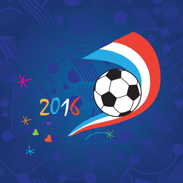 EURO 2016 papier peint. Ballon de football et drapeau de France sur fond bleu abstrait. Illustration vectorielle — Image vectorielle