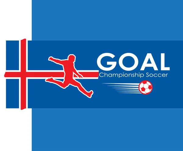 Goal banner. Championship Soccer abstract background with text Goal and soccer players on Iceland flag color background. Image illustration of Sport football. — Stock Vector
