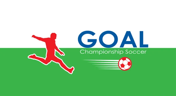 Στόχος πρωταθλητής ευρώ 2016 ποδοσφαίρου πανό. Πρωτάθλημα ποδοσφαίρου νικητής αφηρημένο φόντο με το κείμενο Goal και ποδοσφαιριστής με μπάλα ποδοσφαίρου σε πράσινο φόντο πεδίο. Απεικόνιση διανυσματικής αθλητικής ποδοσφαιρικής ομάδας. Η ιδέα του πρωταθλητή ποδοσφαίρου. Εικονίδιο "άθλημα βραβείου". — Διανυσματικό Αρχείο