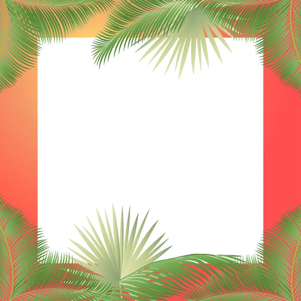 Vector tropische jungle achtergrond met palmbomen en bladeren. — Stockvector