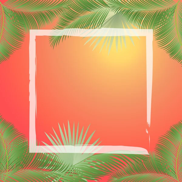 Векторний фон тропічних джунглів з пальмами та листям . — стоковий вектор
