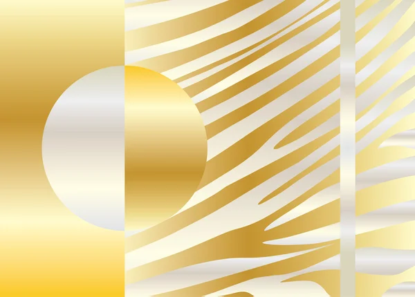 Zebra background. Gold card texture. Gold frame. Stripes vector illustration. — Stockový vektor