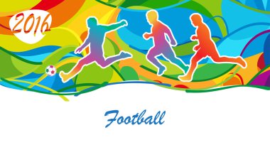 Olimpiyatlar Futbol Yaz soyut arka plan. Spor kartı. Vektör İllüstrasyon. Olimpiyat Oyunları. Rio 2016 futbol.